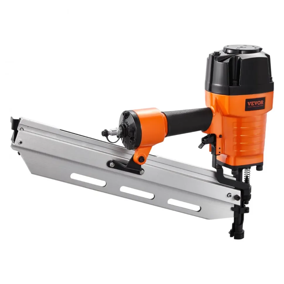 VEVOR Framing Nailer, 80-120PSI Air Nail Gun, 2" to 3-1/2" 21 Degree Full Round Head Pneumatic Framing Nailer with Tool-Less Depth Adjustment & Dual Trigger Modes, Ideal for Framing Decking Flooring