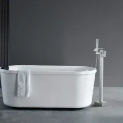 VEVOR Freestanding Bathtub Faucet, Floor Mount, Freestanding Tub Filler, Shower Mixer Taps, Two Water Modes, 360° Swivel Spout, for Bathing & Showering Pet Bathing Cleaning Drains Toilet Flushing