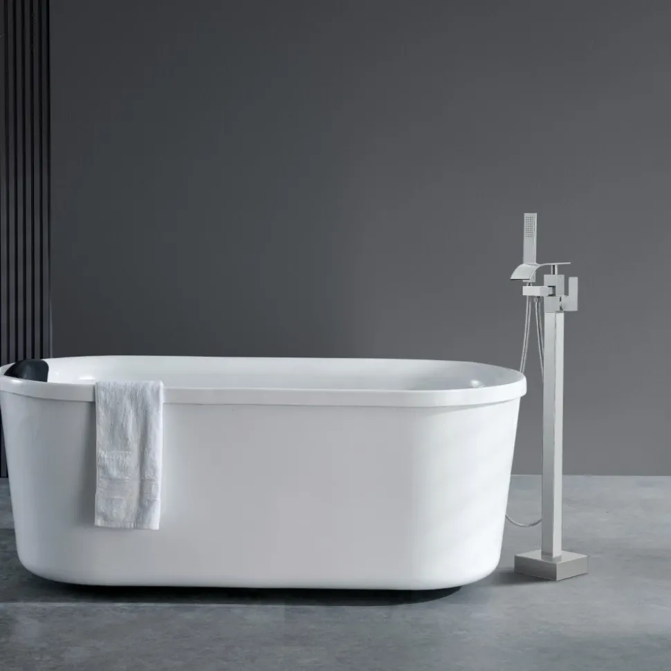 VEVOR Freestanding Bathtub Faucet, Floor Mount, Freestanding Tub Filler, Shower Mixer Taps, Two Water Modes, 360° Swivel Spout, for Bathing & Showering Pet Bathing Cleaning Drains Toilet Flushing
