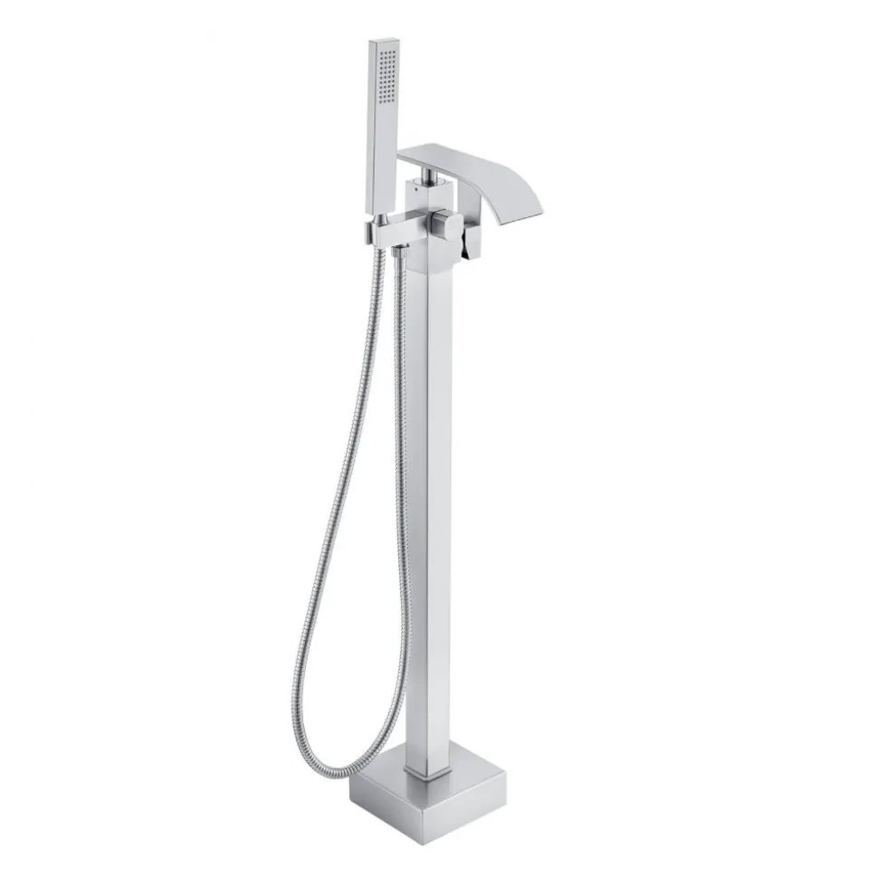 VEVOR Freestanding Bathtub Faucet, Floor Mount, Freestanding Tub Filler, Shower Mixer Taps, Two Water Modes, 360° Swivel Spout, for Bathing & Showering Pet Bathing Cleaning Drains Toilet Flushing