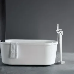 VEVOR Freestanding Bathtub Faucet, Floor Mount, Freestanding Tub Filler, Shower Mixer Taps, Two Water Modes, 360° Swivel Spout, for Bathing & Showering Pet Bathing Cleaning Drains Toilet Flushing