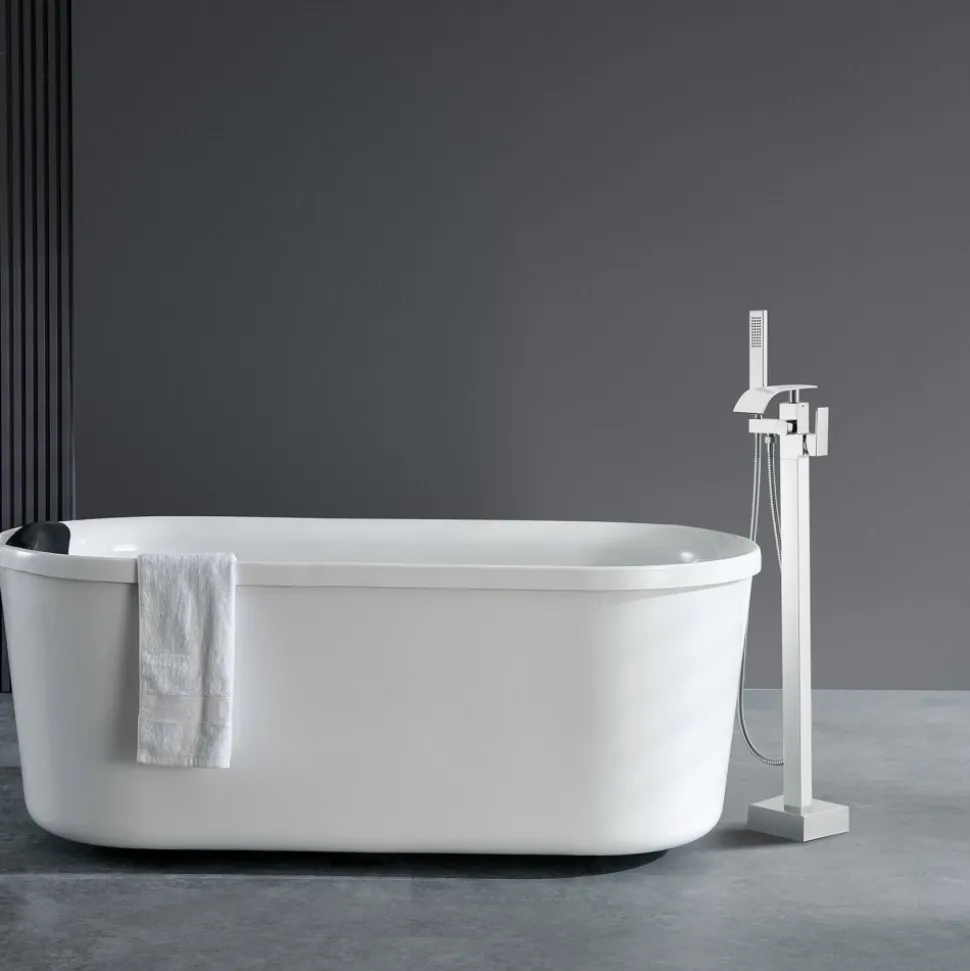 VEVOR Freestanding Bathtub Faucet, Floor Mount, Freestanding Tub Filler, Shower Mixer Taps, Two Water Modes, 360° Swivel Spout, for Bathing & Showering Pet Bathing Cleaning Drains Toilet Flushing