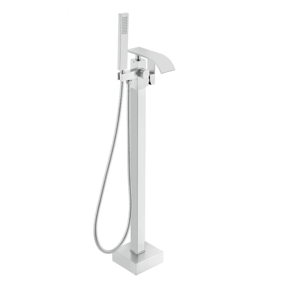 VEVOR Freestanding Bathtub Faucet, Floor Mount, Freestanding Tub Filler, Shower Mixer Taps, Two Water Modes, 360° Swivel Spout, for Bathing & Showering Pet Bathing Cleaning Drains Toilet Flushing