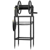 VEVOR Freestanding Garden Hose Reel, Holds 125 Feet of 5/8-inch Hose, Wall Mount or Ground Mount, Detachable Holder Stand with Storage Rack, 5 ft Leader Hose, Brass Fitting, 4 Spikes, for Backyards