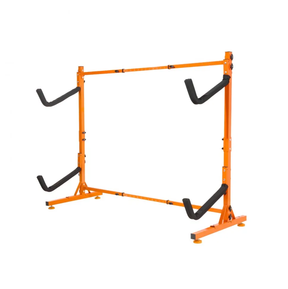 VEVOR Freestanding Kayak Storage Rack, Kayak Stand for 2 Kayak Canoe Paddleboard, Heavy-duty Steel Kayak Hanger Holder with Padded Arms and Adjustable Width, 175LBS Max Load, for Indoor Outdoor Garage