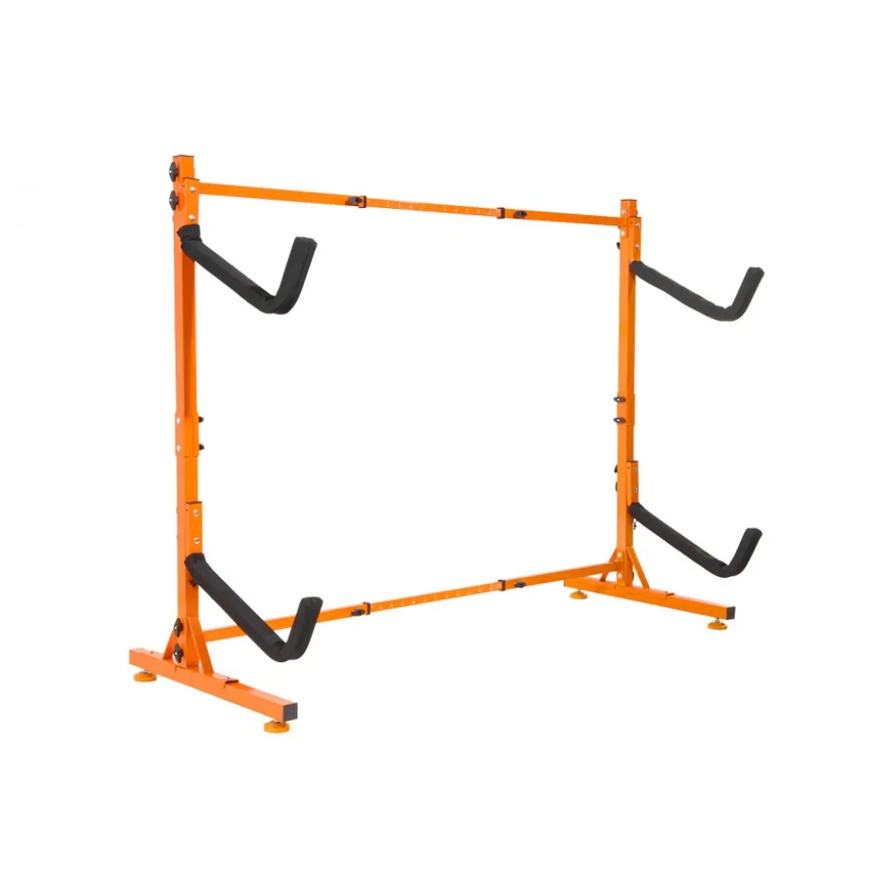 VEVOR Freestanding Kayak Storage Rack, Kayak Stand for 2 Kayak Canoe Paddleboard, Heavy-duty Steel Kayak Hanger Holder with Padded Arms and Adjustable Width, 175LBS Max Load, for Indoor Outdoor Garage