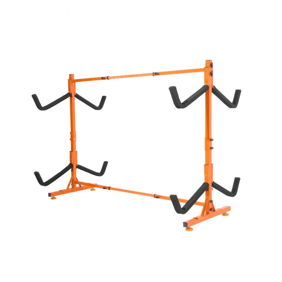 VEVOR Freestanding Kayak Storage Rack, Kayak Stand for 4 Kayak Canoe Paddleboard, Heavy-duty Steel Kayak Hanger Holder with Padded Arms and Adjustable Width, 220LBS Max Load, for Indoor Outdoor Garage