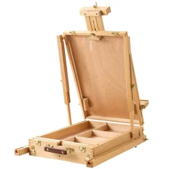 VEVOR French Easel with Legs Foldable and Portable Sketchbox Easel Stand, For Painting, Solid Beech Wood, Holds Canvas up to 33.86