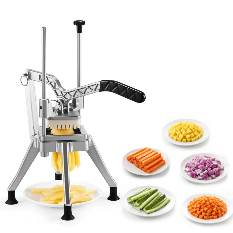 VEVOR French Fry Cutter, 1/4" Blade Commercial Potato Chopper, Lever-Action Vegetable Dicer with Ergonomic Handle, Stainless Steel Potato Slicer for Thin Cut Fries, Onion, Carrots, Bell Pepper