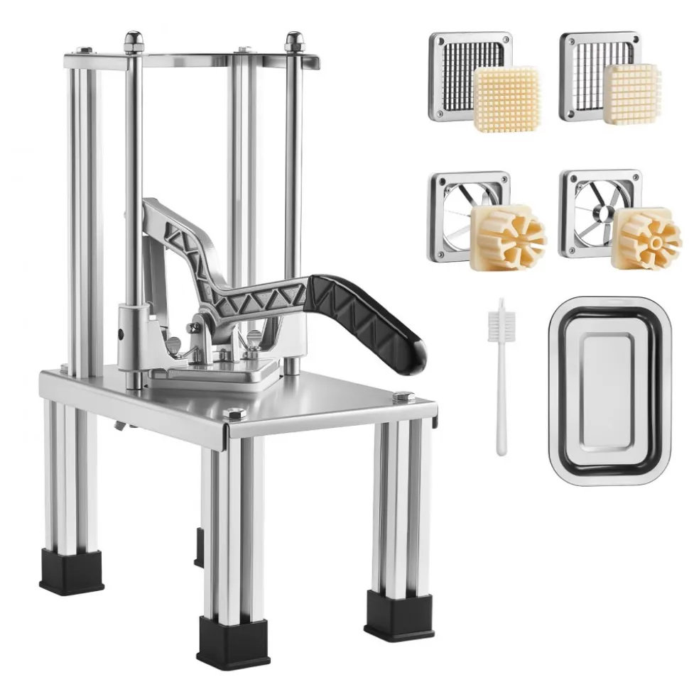 VEVOR French Fry Cutter, Commercial Vegetable Chopper with 4 Blades (1/4", 3/8", 6-Wedge & Apple Corer), Stainless Steel Potato Slicer for Fries, Onion, Carrots, Lemon – Home & Restaurant Use