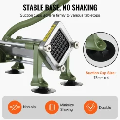 VEVOR French Fry Cutter, Potato Slicer with 1/2-Inch Stainless Steel Blade, Manual Potato Cutter Chopper with Suction Cups, Great for Potato, French Fries, Cucumber, Vegetables, Carrot