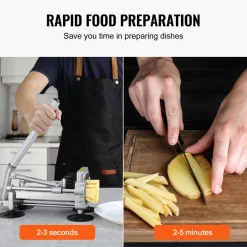 VEVOR French Fry Cutter, Potato Slicer with 1/2" 3/8" 1/4" Stainless Steel Blades, Manual Potato Cutter Chopper with Suction Cups, Great for Potato, French Fries, Cucumber, Vegetables, Carrot