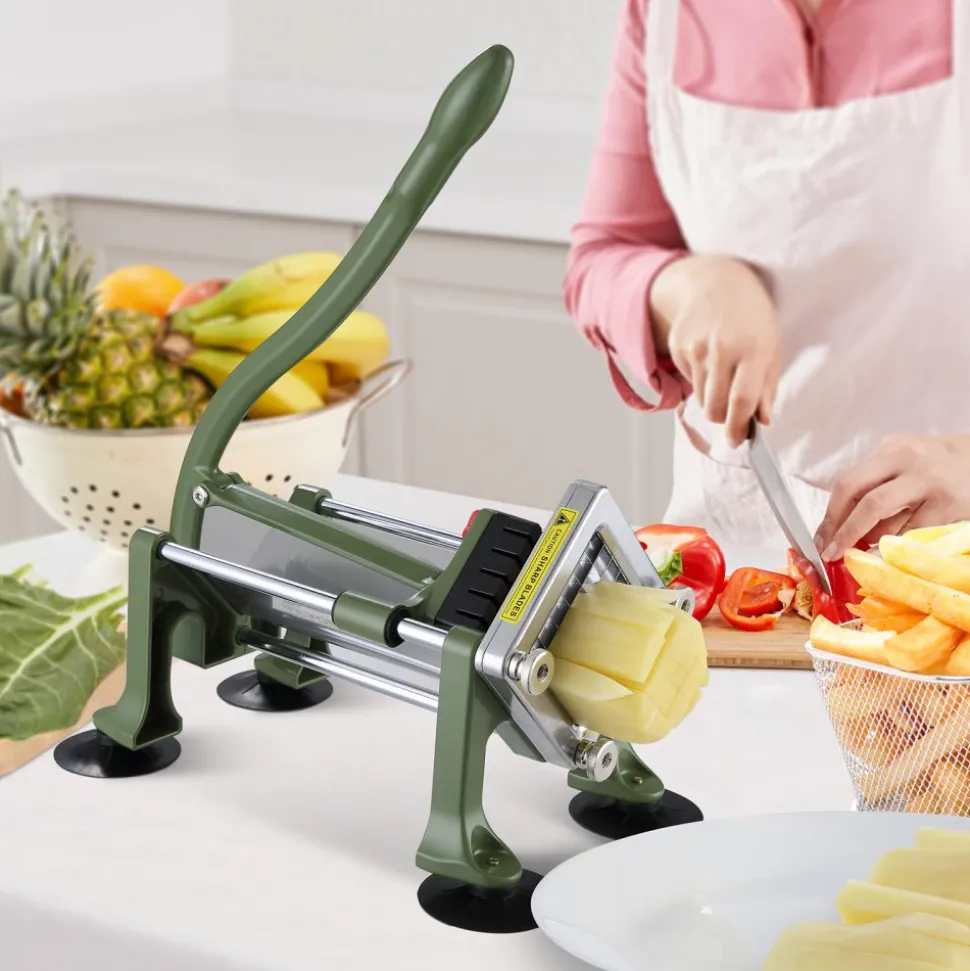 VEVOR French Fry Cutter, Potato Slicer with 1/2" 3/8" 1/4" Stainless Steel Blades, Manual Potato Cutter Chopper with Suction Cups, Great for Potato, French Fries, Cucumber, Vegetables, Carrot