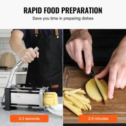 VEVOR French Fry Cutter, Potato Slicer with 1/2-Inch Stainless Steel Blade, Manual Potato Cutter Chopper with Suction Cups, Great for Potato, French Fries, Cucumber, Vegetables, Carrot