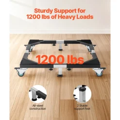 VEVOR Fridge Stand Mobile Base, 1200 lbs Load Capacity, Washing Machine Stand with 8 Locking Twin Wheels and 4 Brakes, 23-36.6 Inches Adjustable Furniture Dolly for Washer, Refrigerator and Dryer