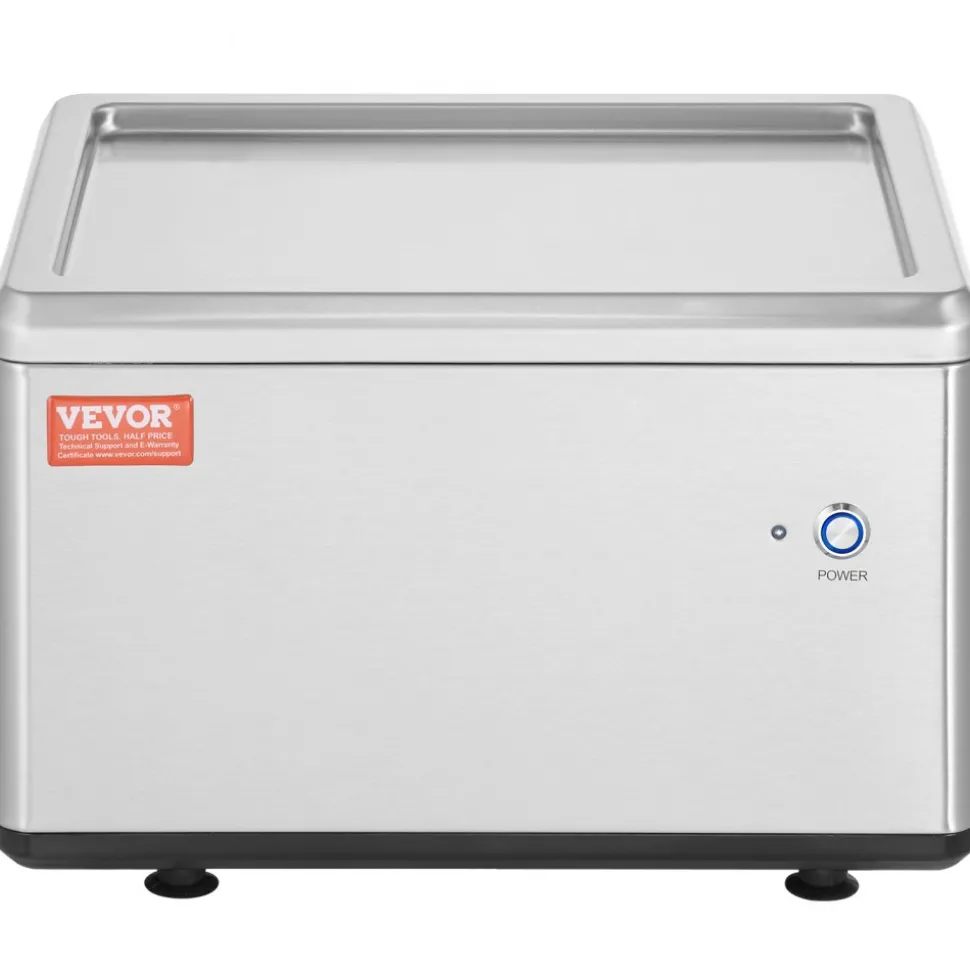 VEVOR Fried Ice Cream Roll Machine, 12.6" x 8.5" Stir-Fried Ice Cream Pan, Stainless Steel Rolled Ice Cream Maker with Compressor and 2 Scrapers, for Making Ice Cream, Frozen Yogurt, Ice Cream Rolls