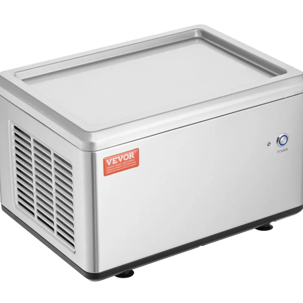VEVOR Fried Ice Cream Roll Machine, 12.6" x 8.5" Stir-Fried Ice Cream Pan, Stainless Steel Rolled Ice Cream Maker with Compressor and 2 Scrapers, for Making Ice Cream, Frozen Yogurt, Ice Cream Rolls