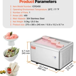 VEVOR Fried Ice Cream Roll Machine, 12.6