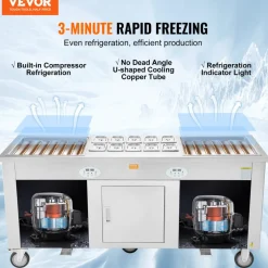 VEVOR Fried Ice Cream Roll Machine, 2Pcs 17.7