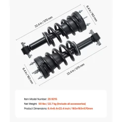 VEVOR Front Air Shock Absorber Strut, 2 PCS, Compatible with Cadillac Escalade/ESV/EXT, GMC Sierra, Chevrolet Avalanche/Silverado/Suburban/Tahoe, Replacement for 19300066 22853793 19368455 19368456