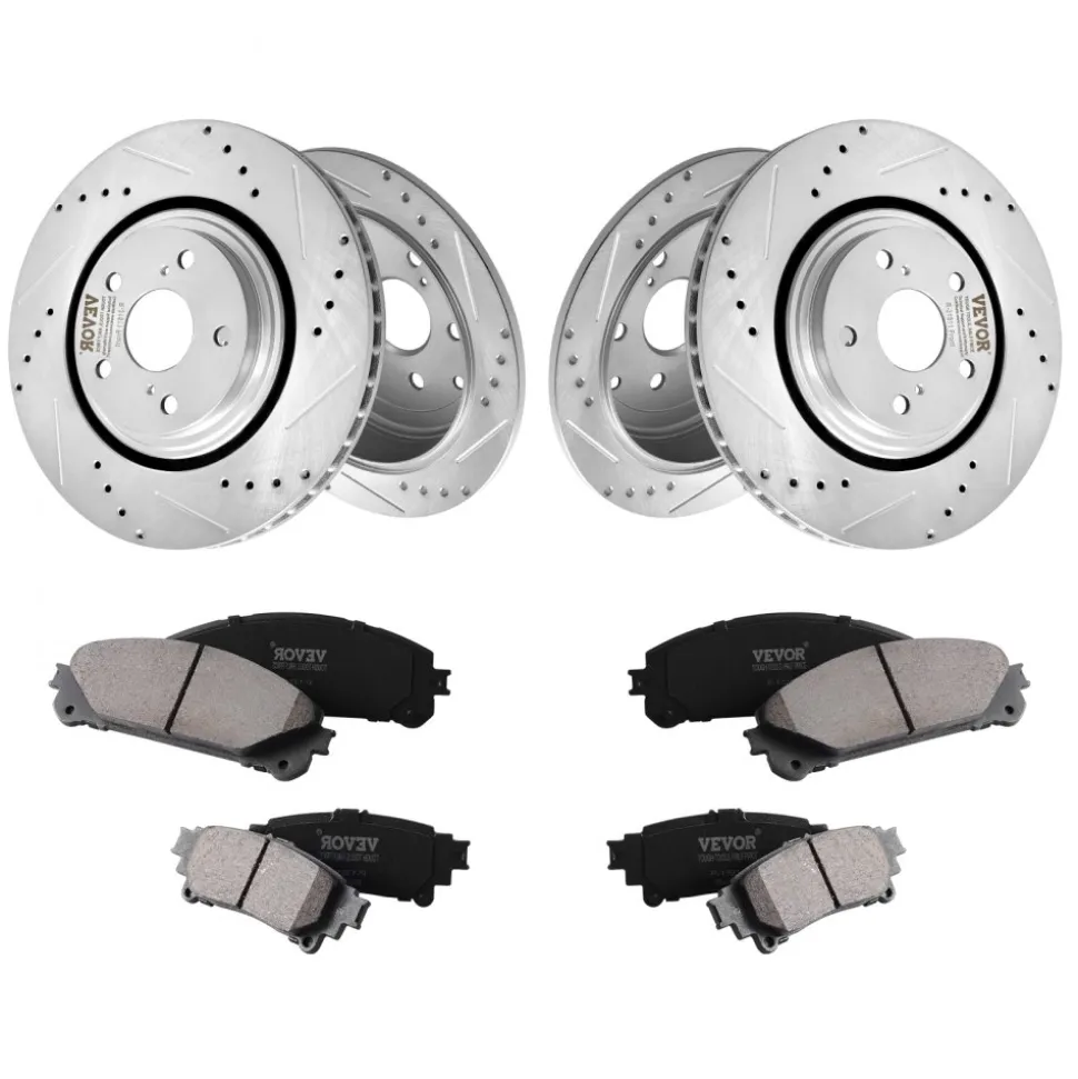 VEVOR Front and Rear Brake Kit Compatible with 2014-2015 Nissan Rogue (2 Row Seating; 11.65 inch (296mm) Front Outer Diameter), Hollow Structure Brake Rotors Ceramic Brake Pads Replacement Kit