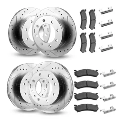 VEVOR Front and Rear Brake Kit Fits for 2013-2015 Ford Explorer (Limited, Sport, XLT; Heavy Duty Brakes), 2018 Ford Explorer (Limited, Platinum, Sport, XLT; Heavy Duty Brakes; 2 Piston Rear Caliper)