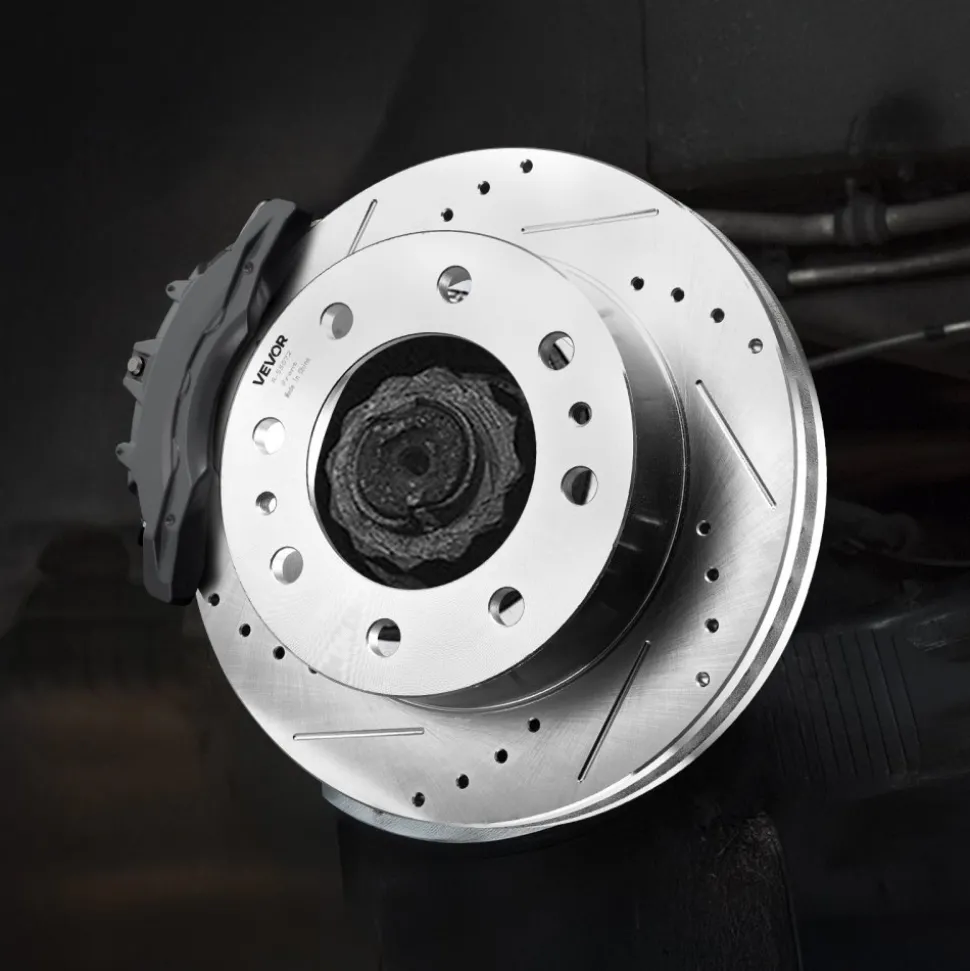 VEVOR Front and Rear Brake Kit Compatible with 2002-2006 Chevrolet Avalanche 2500 (8 STUD), 2002-2004 Chevrolet Silverado 2500 (Models w/Manual Transmission ONLY), Drilled & Slotted Brake Rotors
