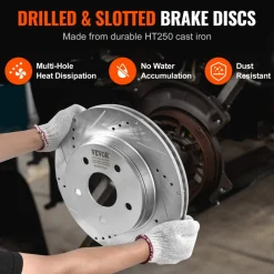 VEVOR Front and Rear Brake Kit for 06-2018 Dodge Ram 1500, 07-2009 Dodge Durango Chrysler Aspen, Drilled and Slotted Brake Rotors Ceramic Brake Pads Replacement, 13.2