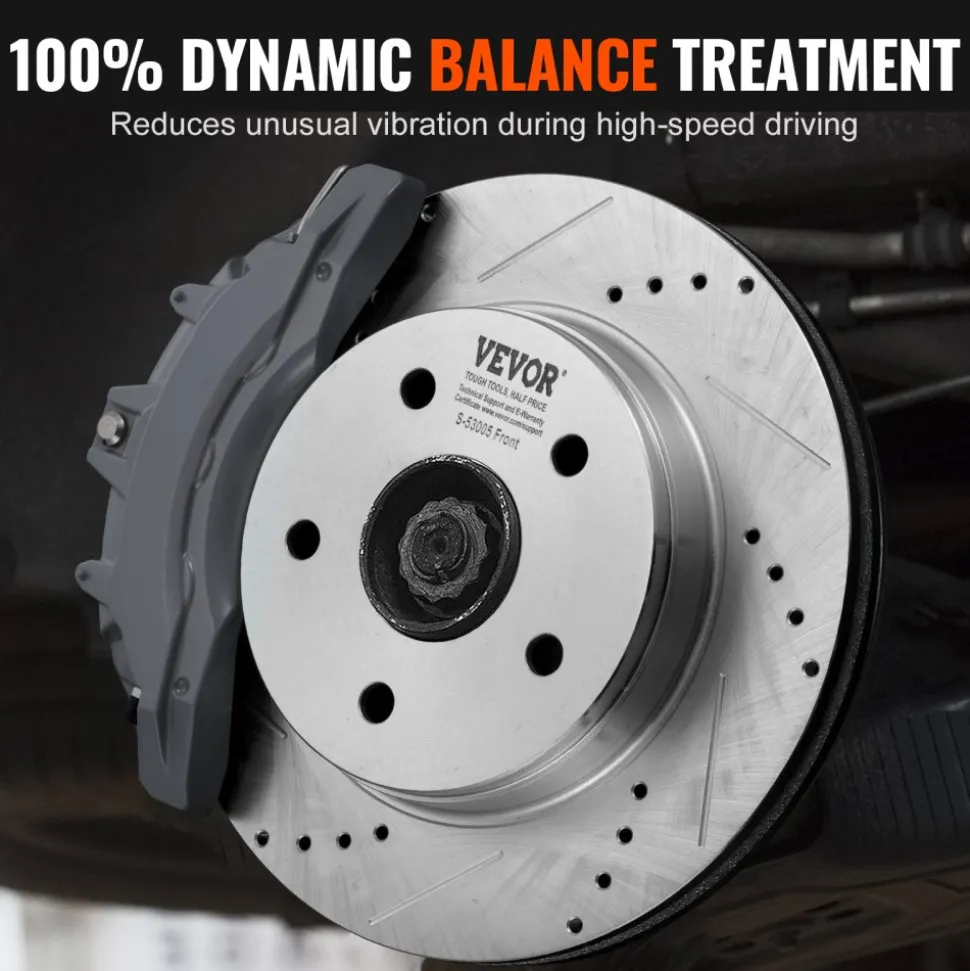 VEVOR Front and Rear Brake Kit for 06-2018 Dodge Ram 1500, 07-2009 Dodge Durango Chrysler Aspen, Drilled and Slotted Brake Rotors Ceramic Brake Pads Replacement, 13.2" Front Rotors 13.9" Rear Rotors