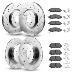 VEVOR Front and Rear Brake Kit Compatible with 2007-2013 Acura MDX, 2010-2013 Acura ZDX, 2009-2014 Honda Pilot, Drilled and Slotted Brake Rotors Ceramic Brake Pads Replacement Kit, 13 in (Front)