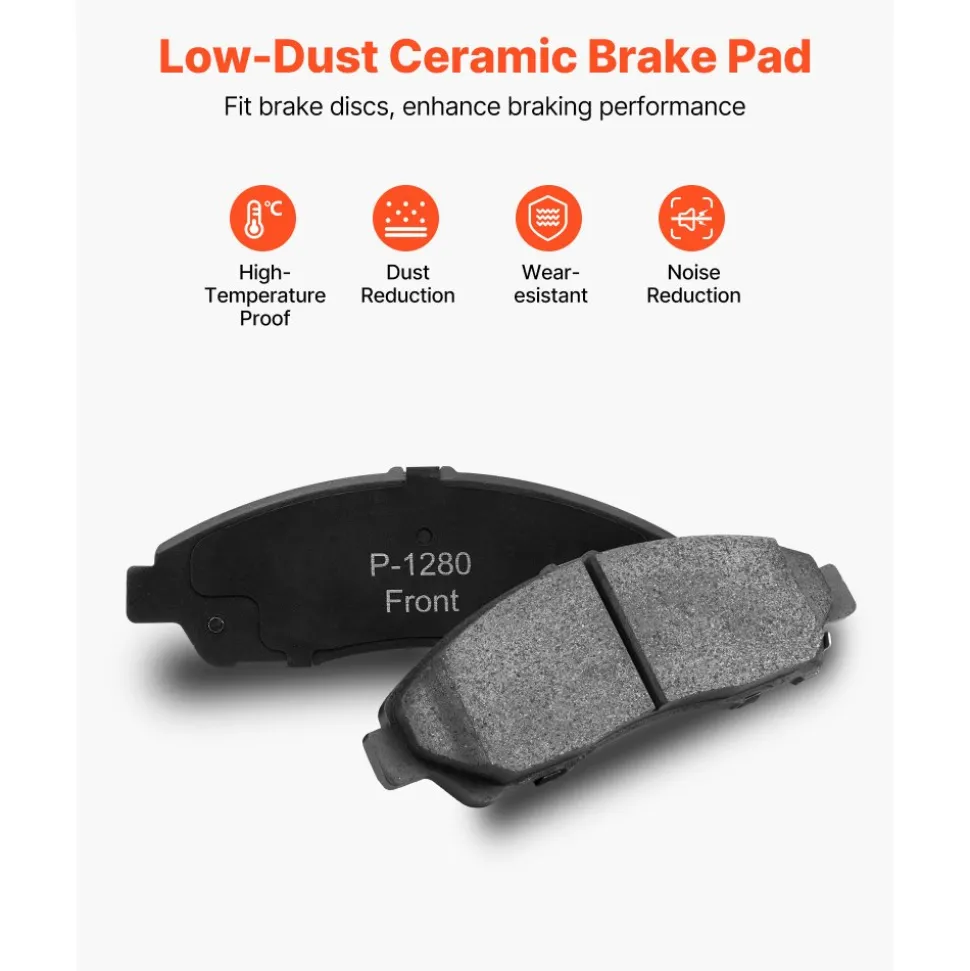 VEVOR Front and Rear Brake Kit Compatible with 2007-2013 Acura MDX, 2010-2013 Acura ZDX, 2009-2014 Honda Pilot, Drilled and Slotted Brake Rotors Ceramic Brake Pads Replacement Kit, 13 in (Front)