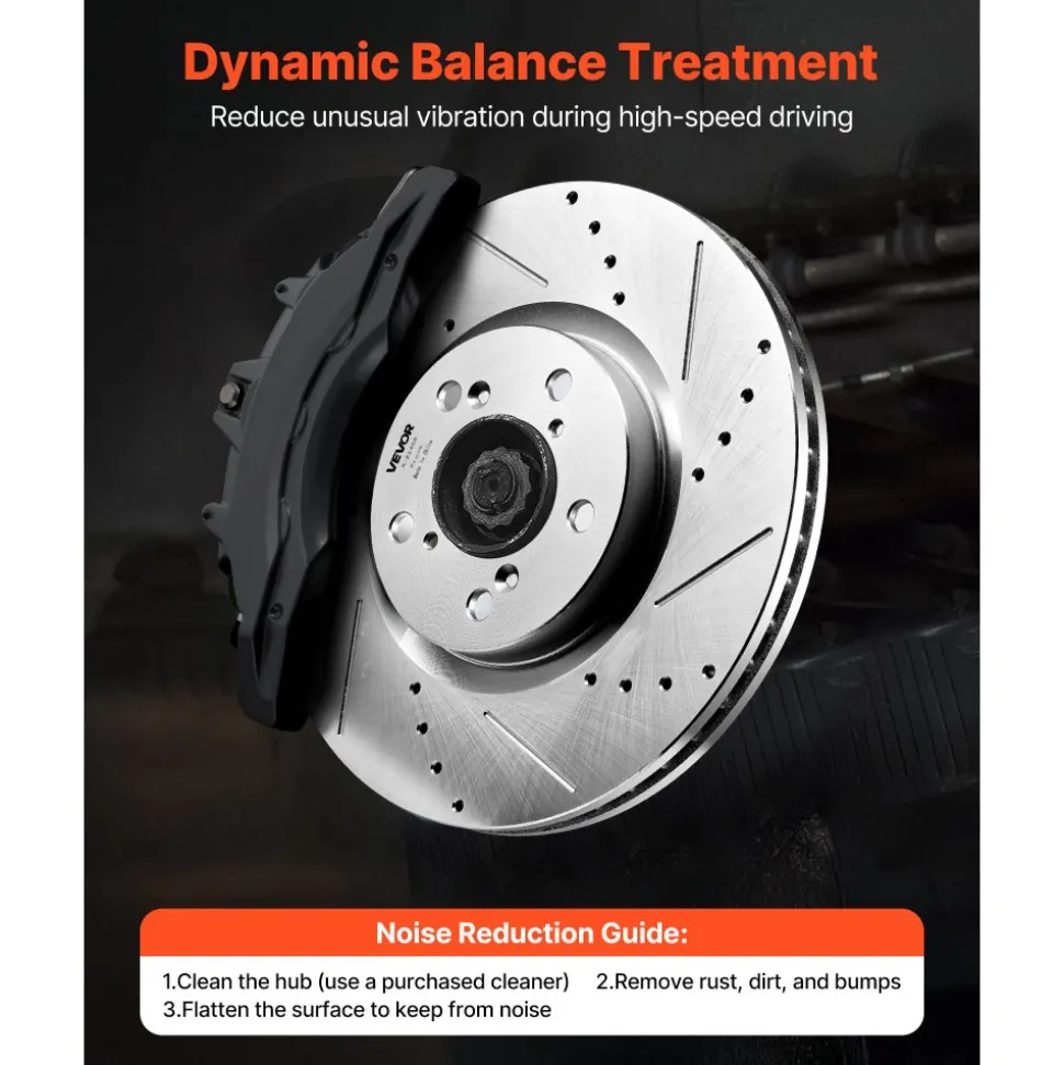 VEVOR Front and Rear Brake Kit Compatible with 2007-2013 Acura MDX, 2010-2013 Acura ZDX, 2009-2014 Honda Pilot, Drilled and Slotted Brake Rotors Ceramic Brake Pads Replacement Kit, 13 in (Front)