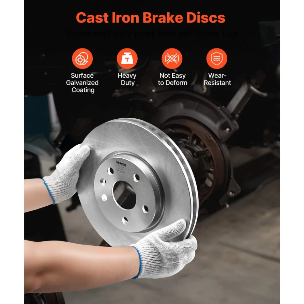 VEVOR Front and Rear Brake Kit Compatible with 2010-2017 Chevrolet Equinox, 2010-2017 GMC Terrain, Hollow Brake Rotors Ceramic Brake Pads Replacement Kit, 12.7 in Front Rotors, 12 in Rear Rotors