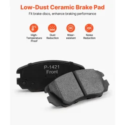VEVOR Front and Rear Brake Kit Compatible with 2010-2017 Chevrolet Equinox, 2010-2017 GMC Terrain, Hollow Brake Rotors Ceramic Brake Pads Replacement Kit, 12.7 in Front Rotors, 12 in Rear Rotors