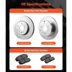 VEVOR Front and Rear Brake Kit Compatible with 2010-2017 Chevrolet Equinox, 2010-2017 GMC Terrain, Hollow Brake Rotors Ceramic Brake Pads Replacement Kit, 12.7 in Front Rotors, 12 in Rear Rotors