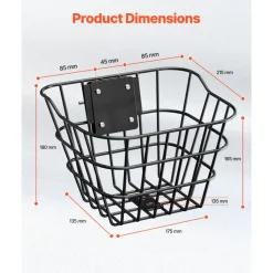 VEVOR Front Bike Basket, Electric Scooter Basket with Fixed Bracket - Max Bearing 20 lbs, Construct from Solid Steel, Kids Bike Basket/Adult Bicycle Basket/Knee Electric Scooter Accessories
