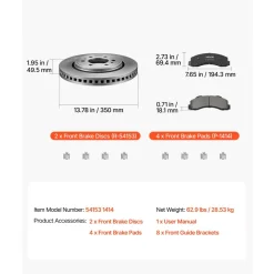 VEVOR Front Brake Kit Ceramic Brake Pads & Hollow Brake Rotors Replacement, Compatible with 015-2020 Ford F-150, 2010-2014 Ford F-150 (6 Lug Models), 2010-2021 Ford Expedition & Lincoln Navigator