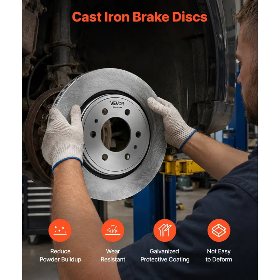 VEVOR Front Brake Kit Ceramic Brake Pads & Hollow Brake Rotors Replacement, Compatible with 015-2020 Ford F-150, 2010-2014 Ford F-150 (6 Lug Models), 2010-2021 Ford Expedition & Lincoln Navigator