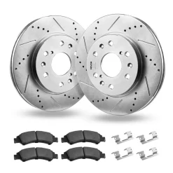 VEVOR Front Brake Kit Compatible with 2008-2016 Cadillac Escalade/Escalade ESV, 2017-2020 Cadillac Escalade/Escalade ESV (Models without Brembo Brake Package), Drilled & Slotted Brake Rotors Kit