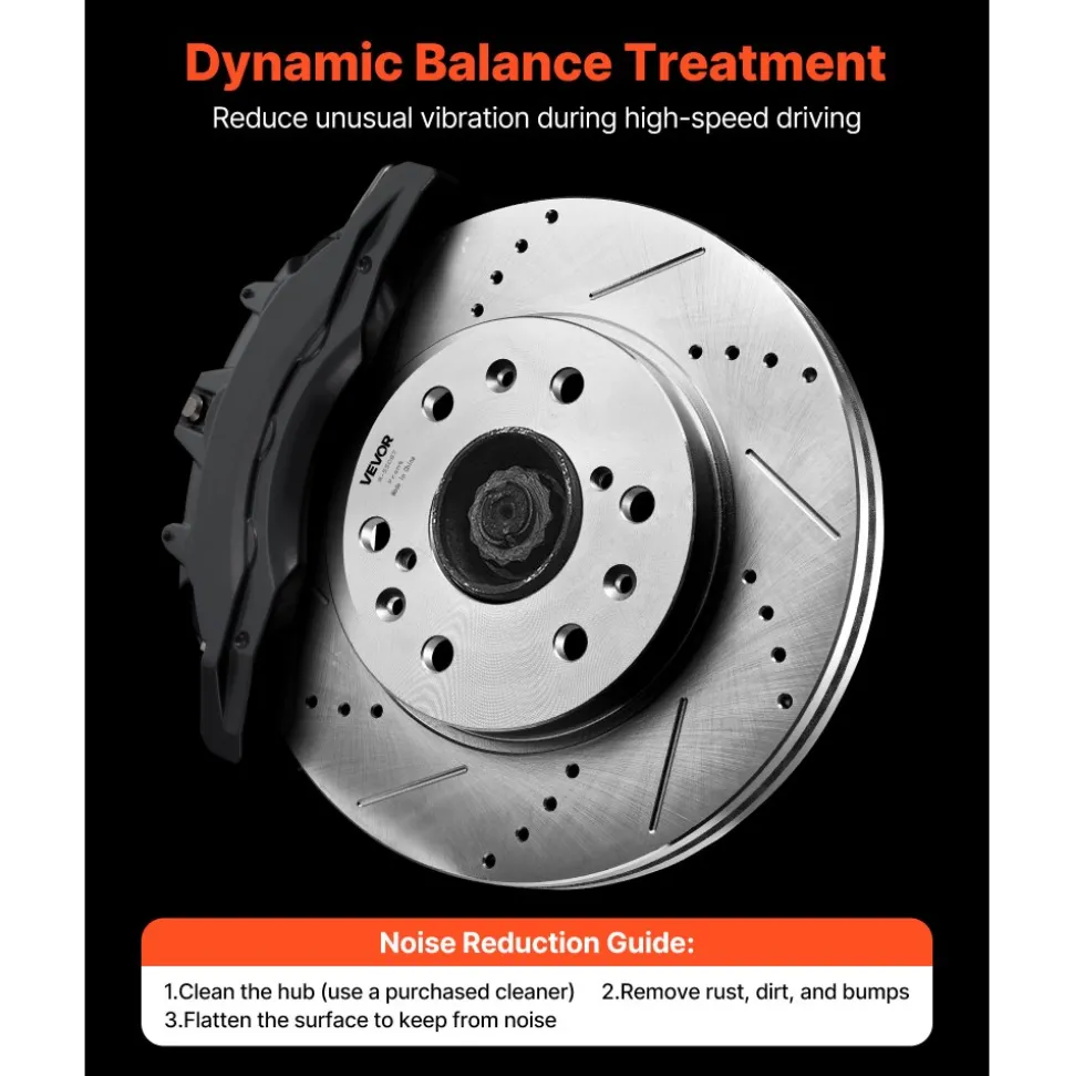 VEVOR Front Brake Kit Compatible with 2008-2016 Cadillac Escalade/Escalade ESV, 2017-2020 Cadillac Escalade/Escalade ESV (Models without Brembo Brake Package), Drilled & Slotted Brake Rotors Kit