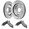 VEVOR Front Brake Kit Compatible with 2007-2017 Chevy Traverse, Buick Enclave, GMC Acadia, Saturn Outlook, Drilled and Slotted Brake Rotors Ceramic Brake Pads Replacement Kit, 12.8" Front Rotors