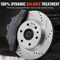VEVOR Front Brake Kit Compatible with 2007-2017 Chevy Traverse, Buick Enclave, GMC Acadia, Saturn Outlook, Drilled and Slotted Brake Rotors Ceramic Brake Pads Replacement Kit, 12.8