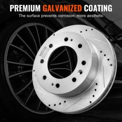VEVOR Front Brake Kit Compatible with 2011-2019 Chevy Silverado GMC Sierra 2500 3500 HD, Drilled and Slotted Brake Rotors Ceramic Brake Pads Replacement Kit, 14