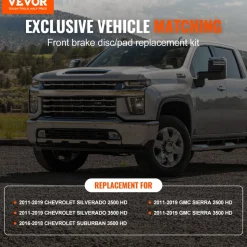VEVOR Front Brake Kit Compatible with 2011-2019 Chevy Silverado GMC Sierra 2500 3500 HD, Drilled and Slotted Brake Rotors Ceramic Brake Pads Replacement Kit, 14