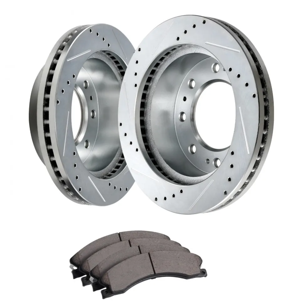 VEVOR Front Brake Kit Compatible with 2011-2019 Chevy Silverado GMC Sierra 2500 3500 HD, Drilled and Slotted Brake Rotors Ceramic Brake Pads Replacement Kit, 14" Front Rotors