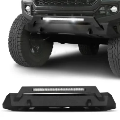 VEVOR Front Bumper Compatible with 2016-2023 Toyota Tacoma (Excluding Tacoma TRD/Tacoma TRD Sport), Pickup Truck Bumper with LED Light Bar, Winch Plate & D-Rings Mounts, Heavy-Duty Steel Front Bumper with E-Coating