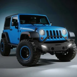 VEVOR Front Bumper Compatible with 2018-2024 Jeep Wrangler JL JLU & Gladiator JT, Heavy-Duty Steel Front Bumper with Winch Plate, D-Ring Mounts & Fog Light Housing