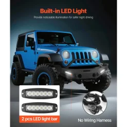 VEVOR Front Bumper Compatible with 2018-2024 Jeep Wrangler JL JLU & Gladiator JT, Heavy-Duty Steel Front Bumper with Winch Plate, D-Ring Mounts & Fog Light Housing