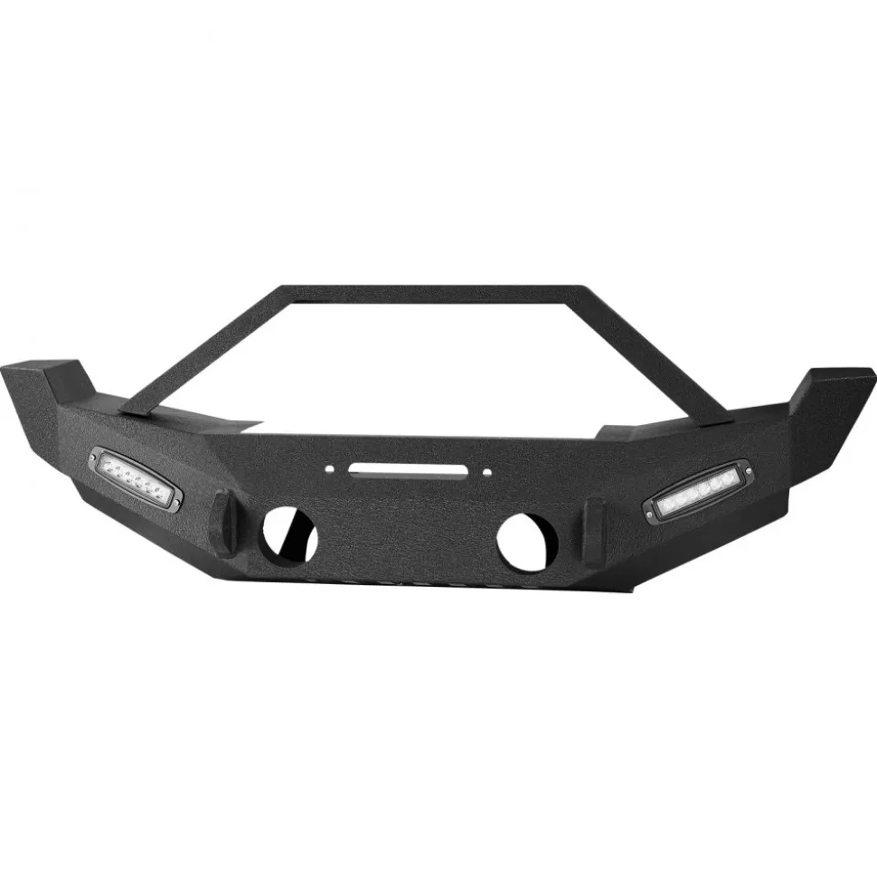 VEVOR Front Bumper Compatible with 2018-2024 Jeep Wrangler JL JLU & Gladiator JT, Heavy-Duty Steel Front Bumper with Winch Plate, D-Ring Mounts & Fog Light Housing