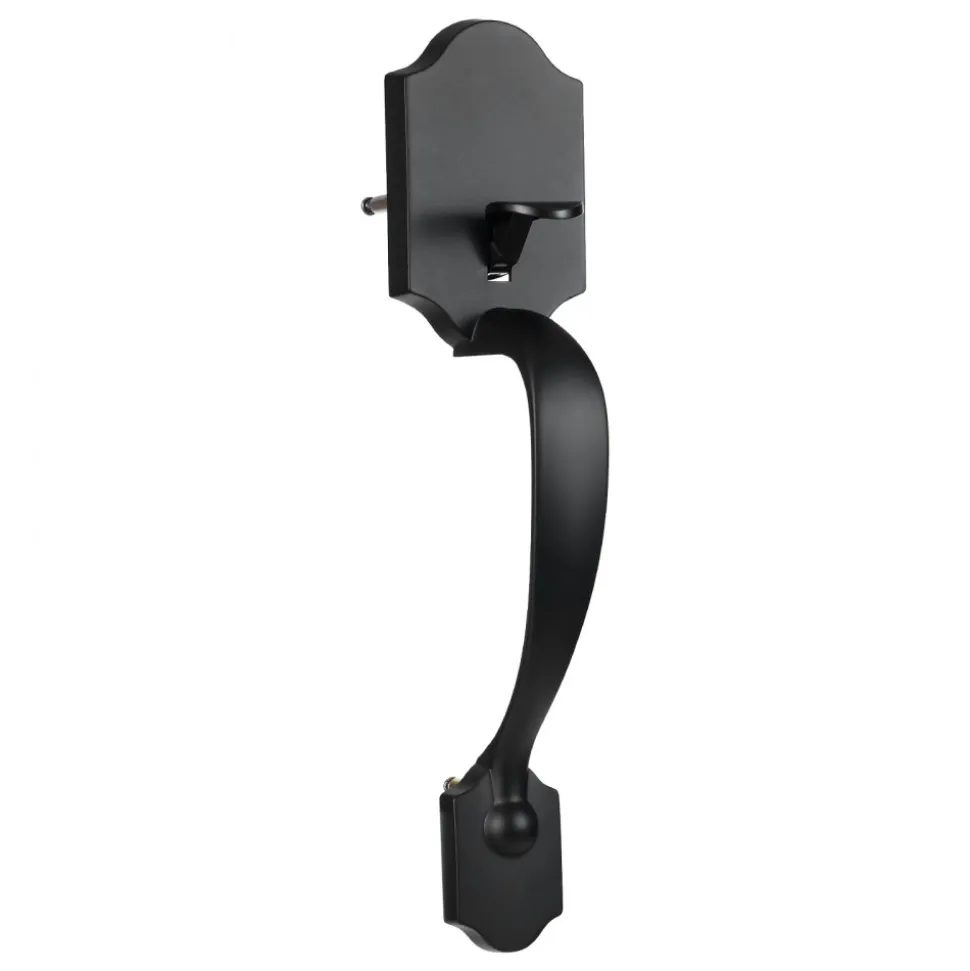 VEVOR Front Door Handle and Deadbolt Set, Matte Black Front Door Lock Set with Interior Knob, Adjustable Hole Spacing Single Cylinder Handleset, for Right and Left Handed Entrance and Front Door